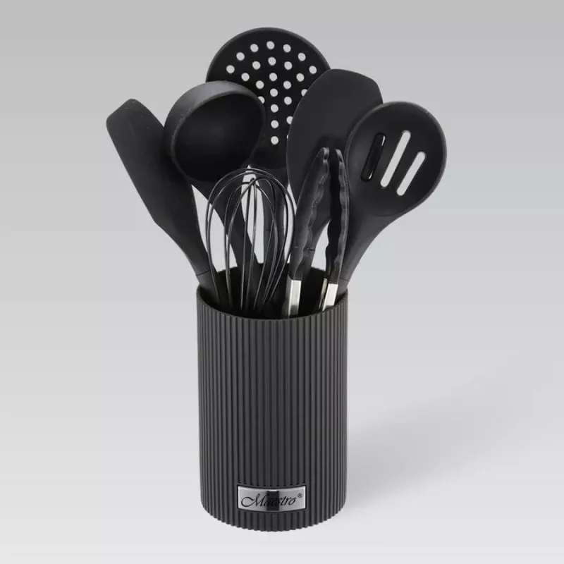 Set veglash kuzhine Maestro MR-1542-BLACK, 8 pjesë, Silikon, E zezë