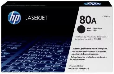 Toner, HP, 80A CF280A, rendiment 2,400–4,400 faqe, për LaserJet Pro 400 M401/M425, i zi