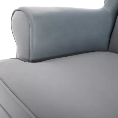 Bergere BRANDON, kadife baby blue, këmbë druri natyral, FH3073.31, 82,5x80x104 cm