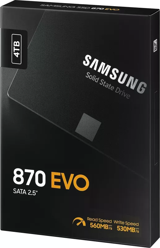 SSD Samsung 870 EVO, 4 TB, 2.5", 560 MB/s, 6 Gbit/s, e zezë