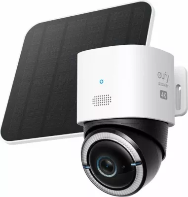 Kamerë sigurie e jashtme wireless ANKER eufy Security S330 4G LTE / Wi‑Fi, 4K, PTZ 360°, panel solar, bateri 9400 mAh, microSD deri 128 GB, me SIM + panel solar, bardhë
