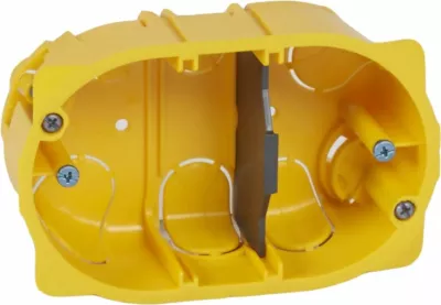 Kuti muri Legrand Batibox 080049 3 module thellësi 40mm për gips-karton, e verdhë