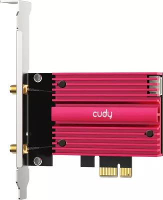 Kartë rrjeti WiFi Cudy WE9300S, PCI-E, BE9300, Bluetooth 5.4, me 2 antena të jashtme, e kuqe
