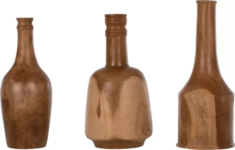 Shishe dekorative 3PCS set FH7717 dru teak natyral