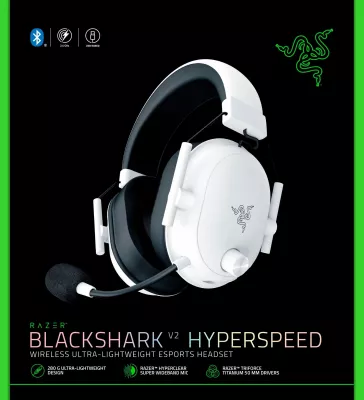 Kufje Razer BlackShark V2 HyperSpeed RZ04-04960200-R3M1, wireless, 7.1 surround, 50 mm, 70 orë bateri, e bardhë