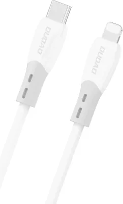 Kabllo USB-C në Lightning Dudao L25SX 30W 1 m me thurje silikoni, e bardhë