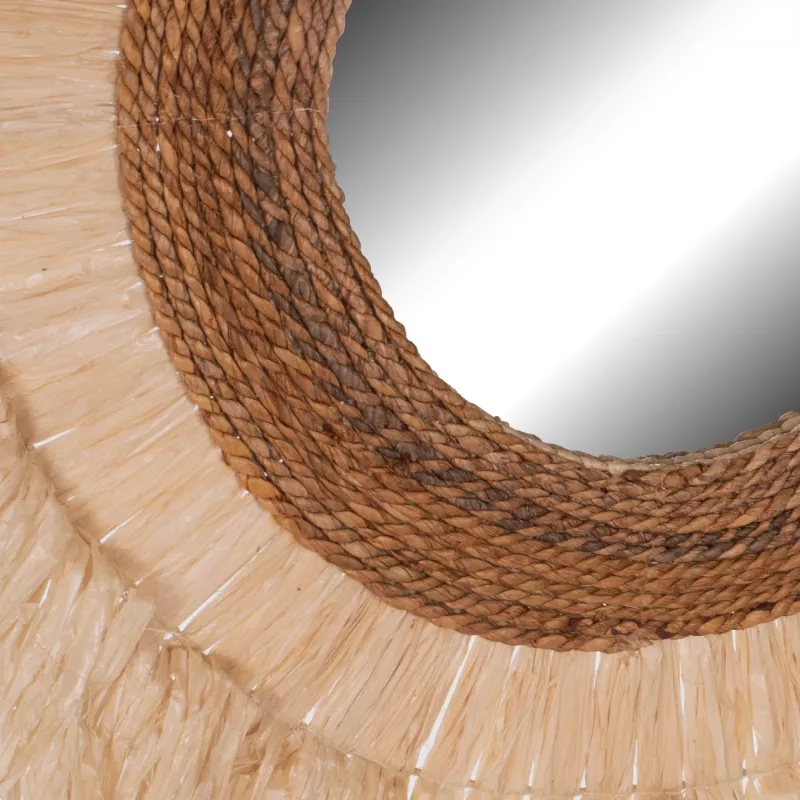 Pasqyrë muri e rrumbullakët, kornizë prej fibrash sisal, ngjyrë natyrale, 110x4x110H cm, FH7744