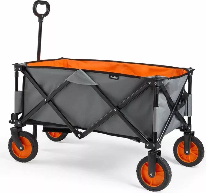Karrocë kampingu palosëse VONHAUS 2500308, kapacitet deri 70kg, dorezë teleskopike, gri/portokalli