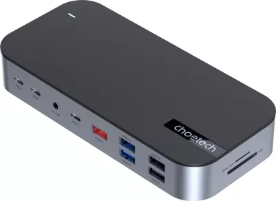 Kasë Choetech HUB-M52, USB-C, HDMI, VGA, DP, SD, RJ45, Gri