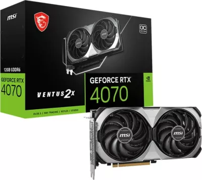 Kartelë grafike MSI VENTUS GeForce RTX 4070 2X E1 12G OC, 12 GB, PCI Express 4.0, e zezë, argjend