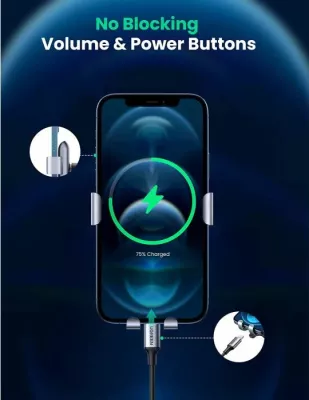 Mbajtës celulari për veturë UGREEN Gravity 30401, montim në grila ajrimi, 4.7-7\", rrotullim 360°, i zi