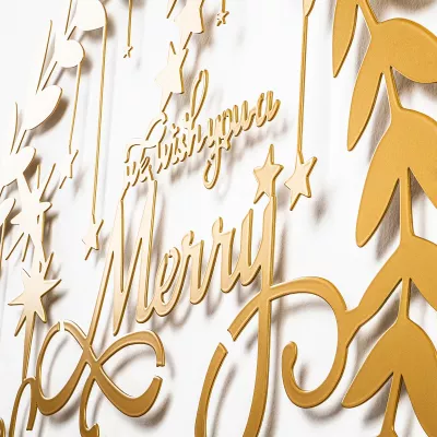 Aksesor dekorativ metalik për mur, ngjyrë ari, Wallity, XMASGOLD - 010