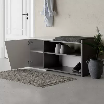 Dollap këpucësh me ulëse Fiona, Skye Decor, antracit, e bardhë