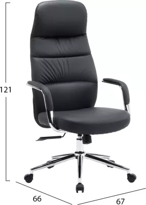 Karrige zyre TEETER, lëkurë PU e zezë, bazë kromi, 67x66x121cm
