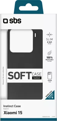 Mbështjellës SBS Instinct për Xiaomi 15, TPU me shtresë mikrofibër, i zi, në kuti