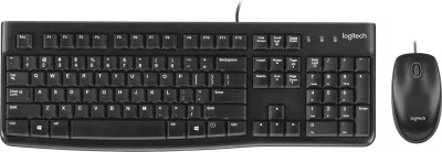 Set tastierë dhe maus Logitech MK120, me kabllo, USB, QWERTY, zi