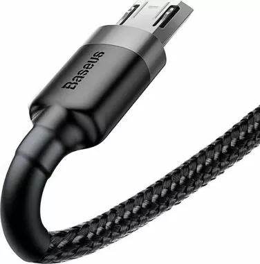 Kabllo Baseus Cafule USB-A në microUSB 3 m USB 2.0, e thurur najlon, zi/gri