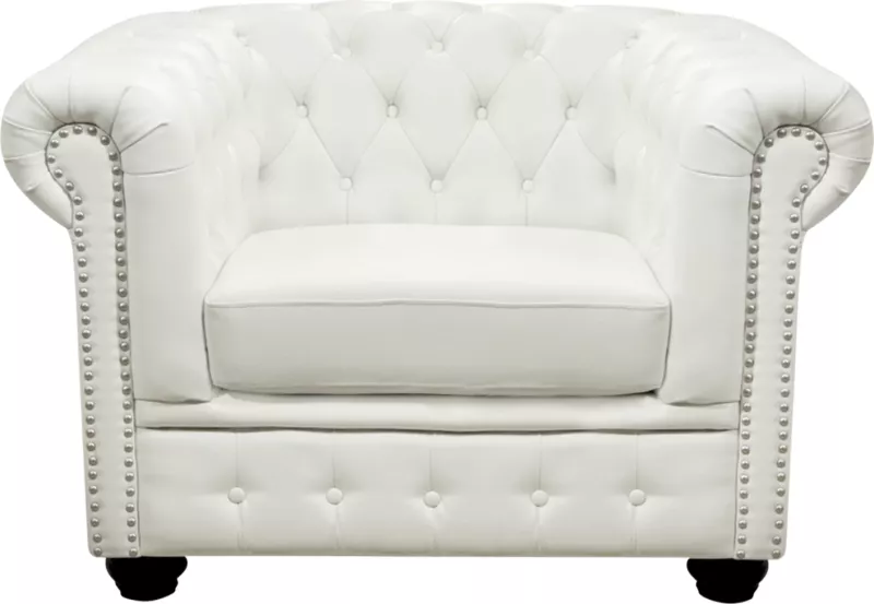 Karrige Polina Chesterfield FH3011.02, PU Bardhë, 110x90x73Hcm