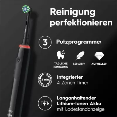 Furçë dhëmbësh elektrike Oral-B Pro 3, për të rritur, pastrim i thellë, e zezë, e bardhë