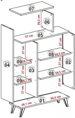 Raft librash Hanah Home, formë moderne, ngjyrë e bardhë