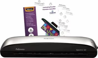 Plastifikator Fellowes Spectra A3 80-125 mikronë, pako 10 folje, zi/argjend