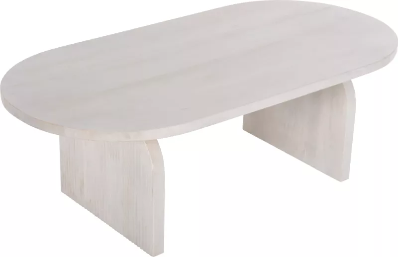 Tavolinë kafeje ovale HONKY FH9691 dru mango masiv ngjyrë bardhë 120x60x40H cm