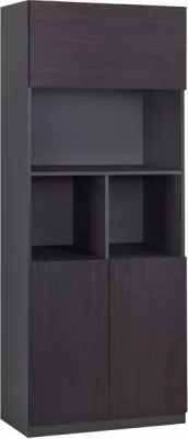 Bibliotekë profesionale për zyre, ngjyrë gri dhe wenge, FH2089, 80x40x200 cm