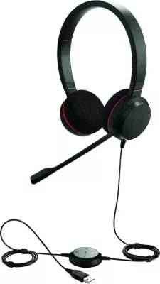 Kufje me mikrofon, Jabra EV20SU 4999-829-209 USB stereo me komandë në kabllo, e zezë