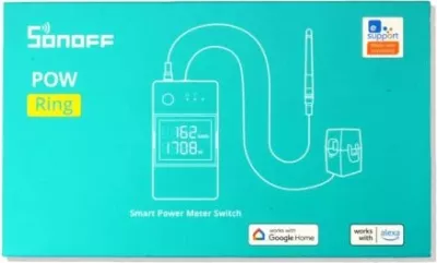 Matës energjie smart Wi-Fi SONOFF POWCT, klemë CT e ndarë 100A, 100-240V, rele kontakt i thatë 2A, i bardhë
