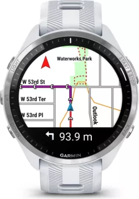 Smartwatch Garmin Forerunner® 965 – Titanium Bezel, Stone White Case, Stone White/Dusty Grey Silicone Strap