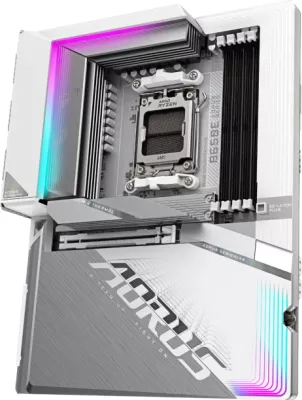 Pllakë amë GIGABYTE B650E AORUS STEALTH ICE, AM5, ATX, DDR5, Wi‑Fi 7, 2.5GbE, e bardhë