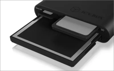 Lexues i jashtëm kartelash ICYBOX IB-CR301-U3 USB 3.2 Gen 1 (Type-A), për SD/microSD/CF, deri 5 Gbit/s, kapacitet deri 2 TB, alumini, i zi