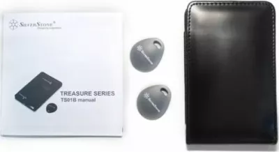 Kuti eksternale për HDD 2.5" SilverStone Treasure TS01B (SST-TS01B) USB 2.0/SATA III, e zezë, me RFID, set me 2 tag + këllëf lëkure