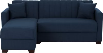 Divan qoshe me shtrat GHUFRAN FH3244.07, i kthyeshëm me hapësirë magazinimi, pëlhurë blu, 200x133x77 cm