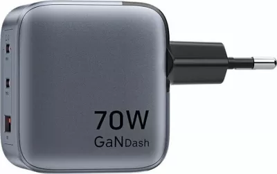 Karikues Vention GaN FEXH0-EU 70W me 2x USB-C + 1x USB-A, gri