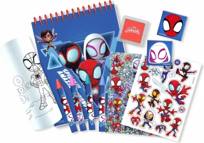 Set kreativ Kids Euroswan Spiderman SP50068 me kuti 3D, për djem, i kuq