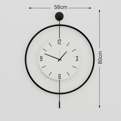 Orë muri dekorative prej metali, e zezë, Wallity Mclock-00112