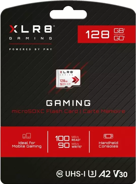 MicroSDXC memorje PNY XLR8 Gaming 128GB, Class 10, UHS-I, e bardhë