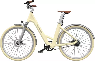 Bicikletë elektrike qyteti ADO Air 28 250W 36V/9.6Ah 28\" me rrip karboni e verdhë