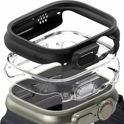 Mbështjellës Ringke Slim për Apple Watch Ultra 1/2 (49mm), 2 copë, Transparent dhe Mat Zi