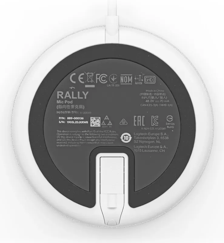 Mikrofon tavoline Logitech Rally Mic Pod, i bardhë thumbnail 4