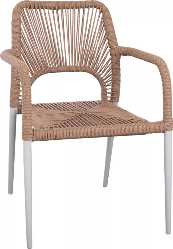 Karrige alumini e bardhë me litar PE bezhë FH5771.01 55Χ63Χ82 cm