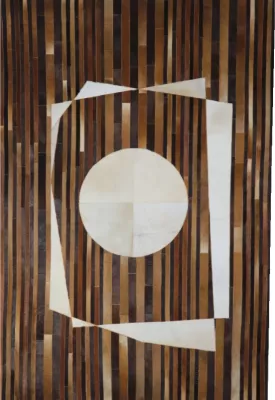 Qilim për dhomë dite, lëkurë, lesh, kafe, e zezë, bezhë, 160x240cm