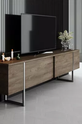 Set mobiljesh për dhomë dite, ngjyrë arre dhe argjendi, Hanah Home Luxe