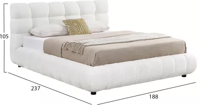 Krevat dopio me hapësirë për depo, pëlhurë chenille e bardhë, SOMNIUM CD725.02, dyshek 160x200cm