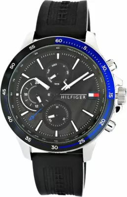 Orë dore për meshkuj Tommy Hilfiger, e zezë