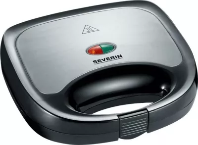 Aparat sanduiçesh, Severin SA 2969, 600W, pllaka jo-ngjitëse, trup çelik inox, i zi