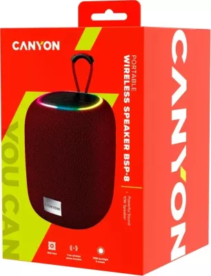 Altoparlant portativ Canyon BSP-8, 10W, Bluetooth, USB Type-C, burgundy