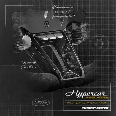 Timon për simulator garash Thrustmaster Hypercar Wheel Add-On, 25 butona, kompatibil me baza T818/T598, i zi