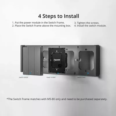 Kornizë për switch, SONOFF, M5-80, 2-gang (Double), e zezë